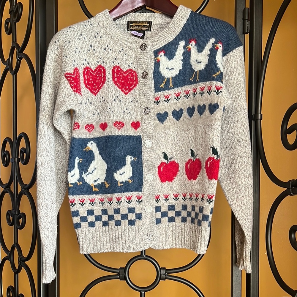 πHPπ EDDIE BAUER Farm Love Cardigan - Picture 1 of 12
